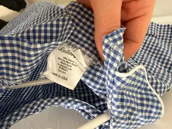 Lullaby Set Boys Royal Blue Gingham Peter Pan Collar Short Sleeve Shirt 4T - Picture 3 of 5